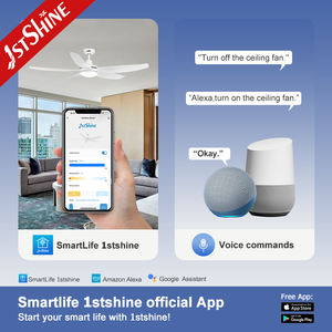 1stshine Ventilateur de Plafond Intérieur Faible <span class=keywords><strong>Bruit</strong></span> Haute Vitesse Plastique Lames Blanches Smart APP Ventilateur de Plafond avec Lumière - Product Image 6