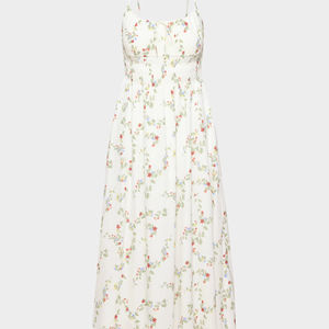 Robe longue décontractée pour femme à bretelles spaghetti, imprimé floral estival, blanche, pour les voyages - Product Image 4