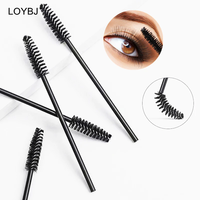 Pinceaux de maquillage jetables pour cils et sourcils, 50 pièces/sac, manche en cristal, fibres synthétiques, applicateur de mascara portable pour