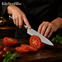 Couteau de Chef Damas 8 Pouces KitchenBliss en Stock Prêt à Expédier, Ustensiles de Cuisine, Couteaux de Cuisine à Manche en Bois pour Usage Quotidien