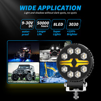 Luz de Trabajo LED Redonda de 4 Pulgadas, 8 LED, Blanco Ámbar, Doble Color, Lámpara de Conducción Todoterreno, Impermeable, con Soporte para Camioneta, SUV, ATV, Jeep