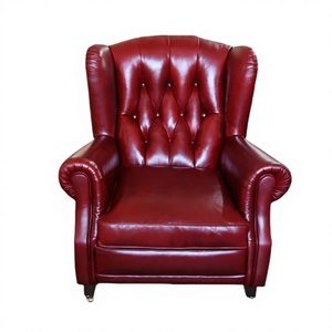 Sillón de Cigarros de Cuero Genuino de Alta Gama, Estilo Italiano, Antiguo y Retro, con Ruedas, para Sala de Estar, Muebles para el Hogar - Product Image 4