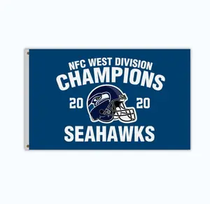 Kualitas tinggi kustom Seattle Seahawks NFC West divisi juara bendera 3x5ft spanduk sepak bola