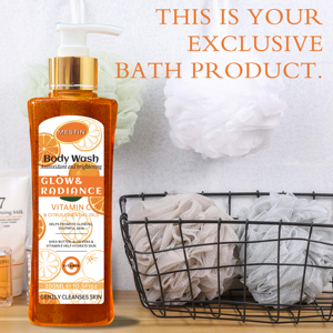 Gel douche pour le corps à la vitamine C et aux agrumes, marque privée, avec beurre de karité et aloe vera, vitamine E, formule hydratante pour une peau éclatante, 300 ml - Product Image 1