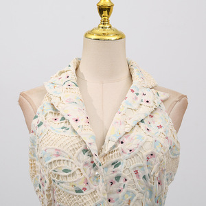 Monet Nénuphar Peinture à l'huile Couleur Ceinture sans manches Robes longues 2025 Nouvelle robe d'été creuse en dentelle Femme - Product Image 5
