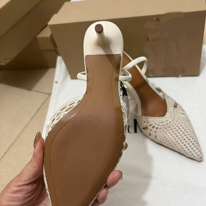 ZA Nuove <span class=keywords><strong>Scarpe</strong></span> da <span class=keywords><strong>Donna</strong></span> Eleganti con Tacco Alto, Sandali Slingback in Maglia, <span class=keywords><strong>Scarpe</strong></span> da Cerimonia <span class=keywords><strong>Beige</strong></span>, Tacchi da Sposa 7 cm - Product Image 3