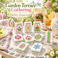 160 Buah Set Mahjong Amerika Ubin Motif Bunga Taman Segar Titik Retak Bams Jokers Kosong Cadangan Akrilik Lapis Ganda Grosir