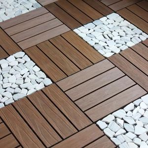Dalles de <span class=keywords><strong>terrasse</strong></span> composites emboîtables <span class=keywords><strong>pour</strong></span> l'extérieur, anti-déformation, faciles à assembler, revêtement de <span class=keywords><strong>sol</strong></span> WPC <span class=keywords><strong>pour</strong></span> toits et terrasses - Product Image 4