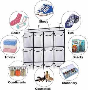 24 Pocket Nylon Mesh Fabric Over the Door Hanging <b>Shoe</b> Organizer <b>Holder</b> Storage for <b>Shoes</b> Cleaning Supplies - Product Image 6