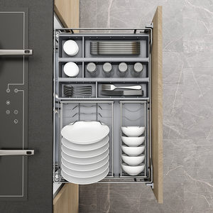Tiroir de rangement multifonctionnel en métal pour vaisselle, à monter sur armoire, avec panier coulissant pour cuisine domestique - Product Image 3