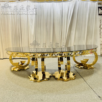 Table de mariage serpentine de luxe Table de salle à manger d'hôtel demi-lune en acier inoxydable doré
