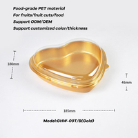 Groothandel Wegwerp Gouden Plastic Fruitdoos Hartvormige Huisdierencontainer Voor Aardbeien Dessert Chocoladetaart Voedselopslag