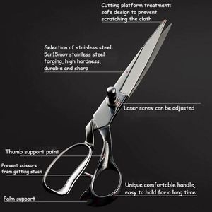 Ciseaux de couture pour couper le cuir, cisailles pour tailleurs, acier japonais, robustes, pour travaux manuels, tissu, qualité supérieure, 12 pouces, argent, OEM - Product Image 4