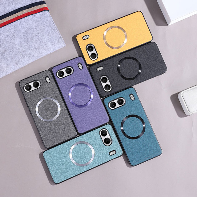 Magnetic Clothing Texture Wireless Charging Back Case for OnePlus Nord 4 / Nord CE4 Anti-Shock PU Leather Cover
