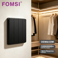 Interrupteurs muraux électriques FOMSI, norme britannique, noir, blanc, or, gris, finition Skin-touch, sans bordure, 4 gangues, 1 voie, interrupteur d'éclairage