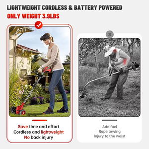 Tondeuse à gazon électrique 21V à pousser, outils au lithium, débroussailleuse avec <span class=keywords><strong>roues</strong></span> - Product Image 6