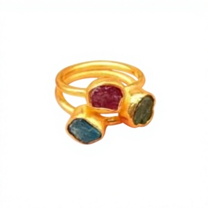 Bague en argent 925 avec pierre naturelle, sertie en clos, style bohème, tendance, chrétienne, unisexe, pour tous les jours - Product Image 1