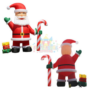 Gonflables de Noël en plein air grand père noël souriant avec des boîtes présentes faire sauter le dégagement de décoration de cour avec des lumières led - Product Image 6