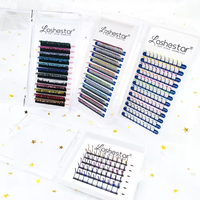 Extensions de cils à paillettes bleues de couleur rose vert noir jaune vente en gros en vrac