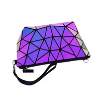 Tas tangan payet modis, dompet tangan payet multi warna, dompet selempang reflektif pelangi, tas tangan geometris untuk wanita