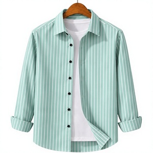Camisa de Manga Larga Personalizable para Hombre, a Rayas, de Popelina 100% Algodón, Estilo Casual, Tendencia Otoñal, Envío Directo - Product Image 2