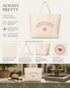 Sac fourre-tout en toile robuste avec poche avant et poche intérieure, grande capacité, sac de shopping réutilisable en coton pour femmes, plage - Product Image 4
