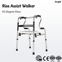Déambulateur léger pliable en aluminium pour personnes handicapées avec siège confortable, hauteur réglable, aide à la mobilité médicale, hôpital