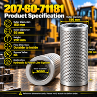 Elemento Filtro Olio Idraulico 207-60-71181 per Escavatore Komatsu PC200-7 PC200-8 PC300, Filtro di Ritorno Idraulico ad Alte Prestazioni
