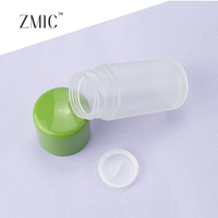 Pot à poudre libre transparent 3g en plastique dépoli avec capuchon vert – Format portable pour voyage