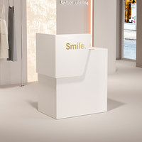 Comptoir de caisse pour petit salon de beauté et de manucure, réception pour influenceurs, simple, économique, commercial, de style crème, table de bar oblongue