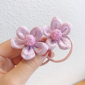 Coleteros para niños, lindos coleteros de tela con flores estilo princesa coreana, bandas para el cabello, accesorios para el cabello que no dañan el cabello. - Product Image 3