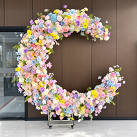 Hochzeitsdekoration Künstliche Blumen Mondbogen-Hintergrund Seidenrosen-Blumenarrangement für Zeremonien, Partys und Events Großhandel Deko