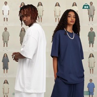 Conjunto de Camiseta y Pantalones Cortos Deportivos de Verano, Estilo Americano, Color Sólido, 305g, Manga Corta, Holgado, para Actividades al Aire Libre, 440g, Personalizado por Fábrica de Ropa