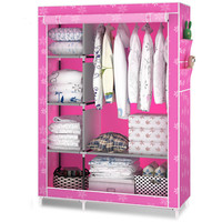 Armoire portable non tissée tendance, placard pliable pas cher, meuble de chambre anti-poussière avec tringle de suspension