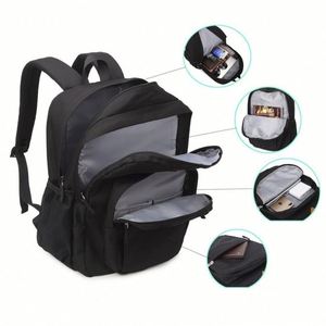 Custom Logo 26L <b>Black</b> <b>School</b> <b>Backpack</b> Waterproof College Travel Business <b>Backpack</b> Bag with Multi Compartments - Product Image 5