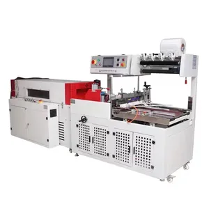 Automatic L bar side sealing pof film flow heat shrink tunnel wrapping machine for box CD book carton case