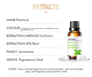 Óleo essencial de marca própria personalizado para perfume, óleo essencial de pachuli e aroma, óleo de perfume OEM por atacado para fabricação de perfumes