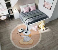 Dessin animé lunettes chat rond salon tapis chambre d'enfants tapis de chevet Simple thé Table tapis mignon anti-dérapant tapis