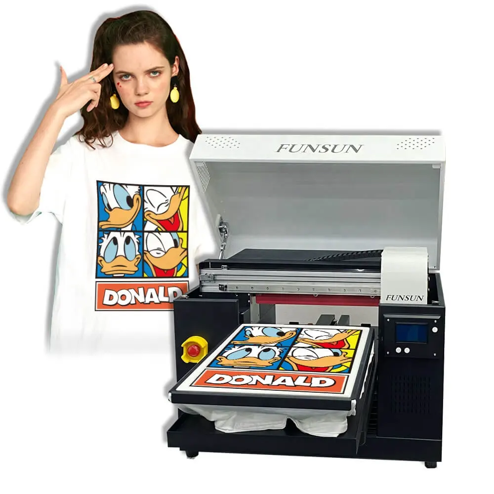 Funsun dtg impressora digital, impressora digital avançada a3 dtg camiseta para impressora têxtil de seda lã algodão pano