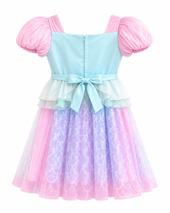 Magical Girls' <b>Mermaid</b> <b>Princess</b> Dress with Sequin Lace Bodice, Pearl Details, and Colorful Organza Skirt for Parties - Product Image 2