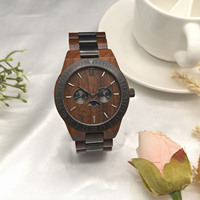 Montre en bois minimaliste au design simple montre à quartz ronde en bois montre logo client OEM