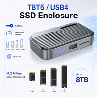 علبة تخزين M.2 NVMe SSD بتقنية Thunderbolt 5/USB4 بسرعة 80 جيجابت في الثانية، الجيل الرابع من PCIe، مع مروحة تبريد ذكية، سعة قصوى 8 تيرابايت، هيكل ألومنيوم، معتمد من FCC/CE