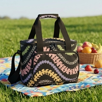 Sac de pique-nique isotherme portable en nylon imperméable, grand format, avec doublure PEVA, motif floral Aloha Puakenikeni, idéal pour la plage