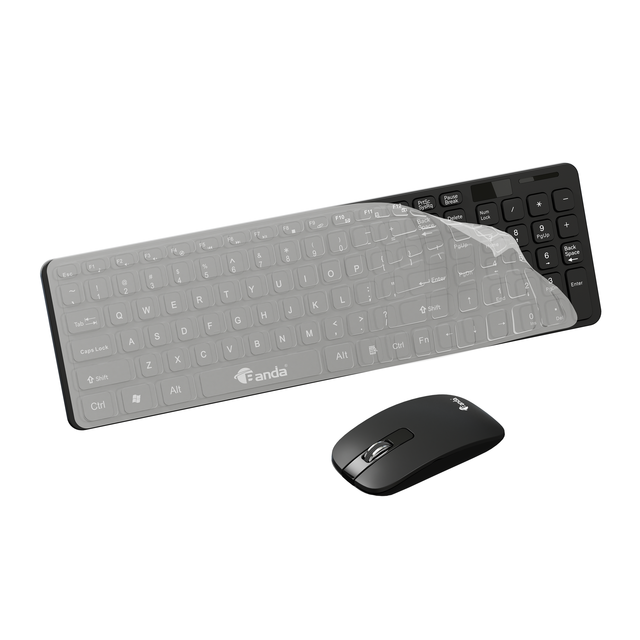2.4g Wireless Office Laptop Keyboard Mouse Combo No Logo US English Layout Water Droplets Chocolate Keys Plug&Play Ergonomic