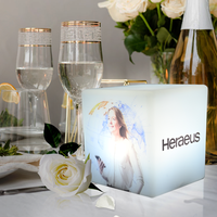 Boîte à lumière carrée lumineuse LED sans fil RGB avec logo personnalisé, multicolore, pour intérieur, extérieur, cuisine, salle à manger, bar, meubles