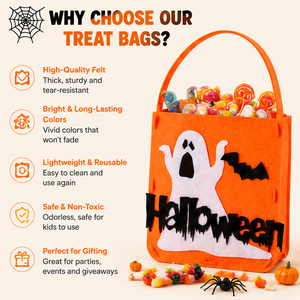 Bolsa de Regalo para Decoraciones de Halloween, Accesorios para Fiestas Infantiles, Adornos para Cabina de Fotos, Fantasma Boo, Caramelo Naranja, Semi-Artesanal - Product Image 2