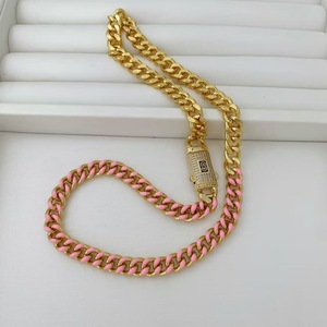 Nouveau Collier en Or 18 carats avec Zircon, Style Monaco Goutte d'Huile 8mm, Hip-hop, pour Couples, Unisexe, Chaîne Cubaine Plaqué Cuivre - Product Image 5