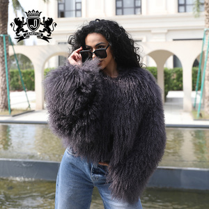 여성을위한 럭셔리 겨울 양고기 모피 재킷 정품 몽골 양고기 모피와 프리미엄 진짜 양가죽 코트 - Product Image 5