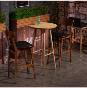 Mesa y Silla de Madera Pura para Restaurante al por Mayor, Mesa de Café para Bar y Pub, Diseño Industrial de Madera Maciza, Mesa y Silla de Bar - Product Image 2