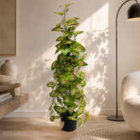 Plante artificielle moderne de 100 cm, éco-responsable et durable, en pot, feuillage vert-jaune en forme de cœur, pour salon, bureau, étagère, villa